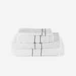 Toallas blancas algodon doble feston gris Lyba Textiles